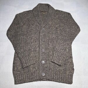 Pronto Uomo Blue Shawl Collar Cardigan Mens Medium Brown Marled Acrylic Knit